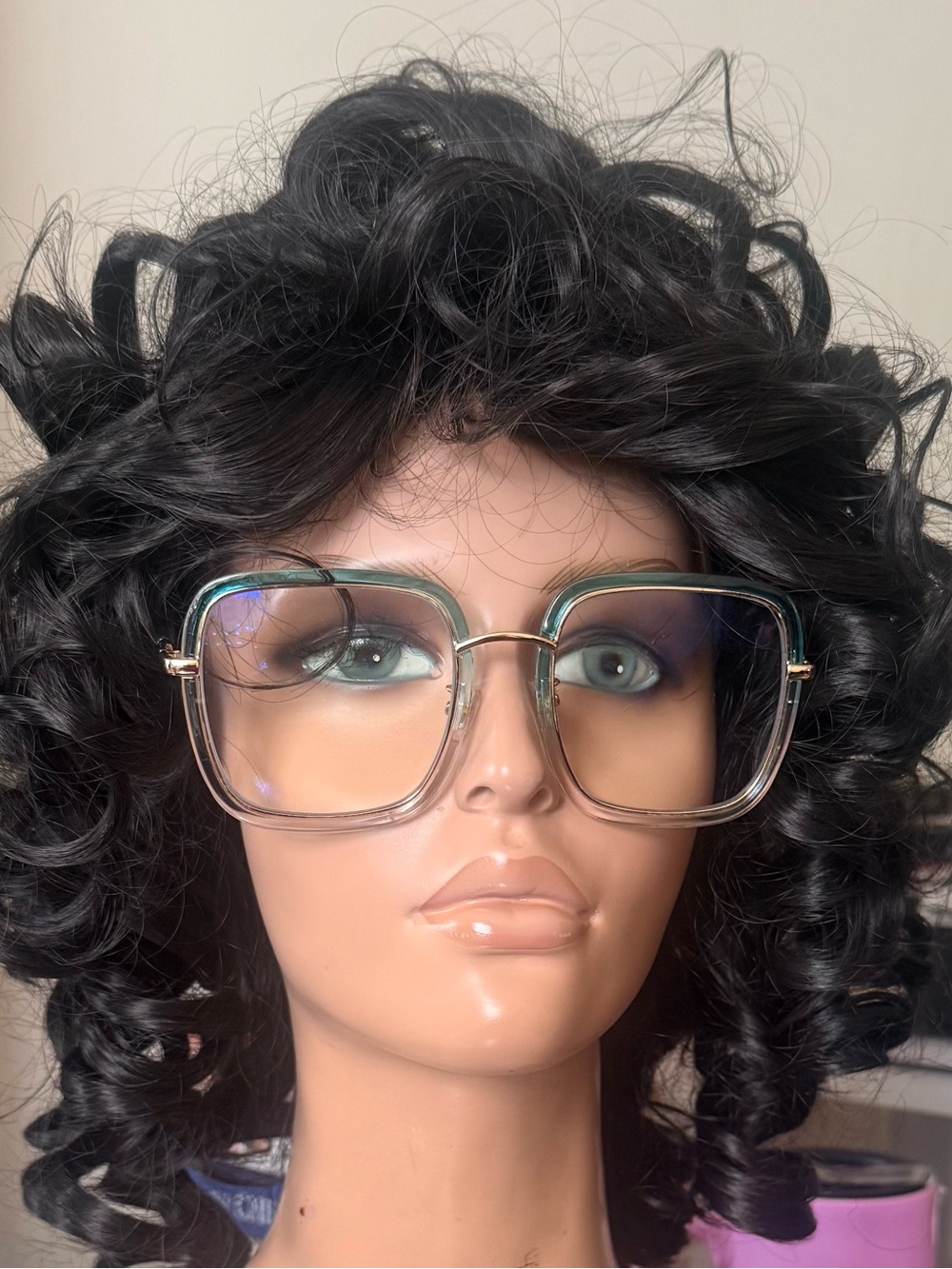 Oversized Square Teal Color, Blue Light Reading Glasses 2.75x